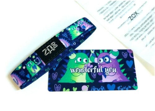 Marvelous Moments" Silver Wristband with Purple Monsters Collectible Card