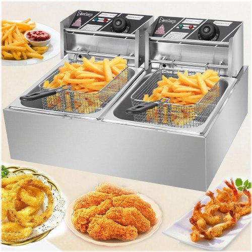 Stainless Pro Fryer - Dual Tank Commercial Grade Electric Fryer (5000W, 12L)