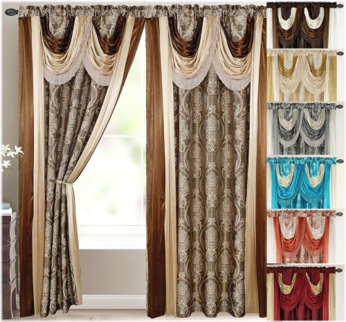 Elegant Cascading Jacquard Curtain Set