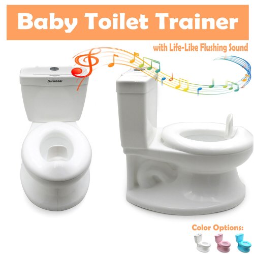 Flush Buddy Potty Trainer for Toddlers & Kids - Realistic Flush Button & Sound, White