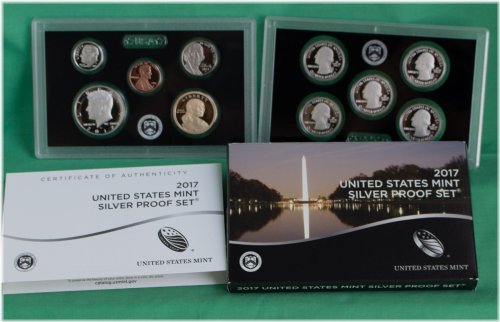 Silver 2017 Annual Coin Proof Set with Original US Mint Box and COA