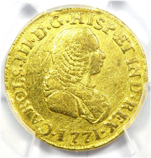 1771 Charles III 2 Escudos Gold Coin - PCGS XF Detail Certified