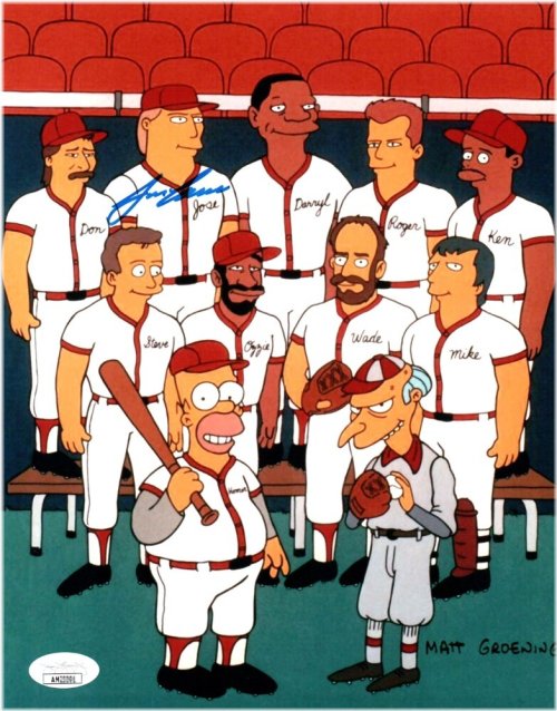 Jose Canseco Autographed 8X10 Photo with The Simpsons Team