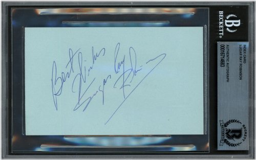 Best Wishes" Sugar Ray Robinson Autographed Index Card