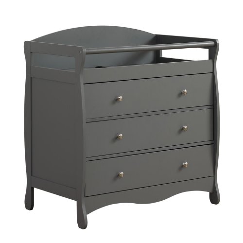 Gray 3-Drawer Infant Diaper Station with Safety Belt