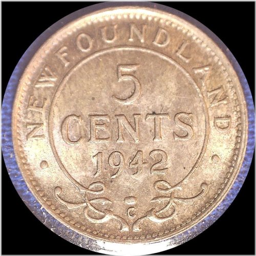 Newfoundland 1942-C 5 Cents Silver Coin - High Grade #0364