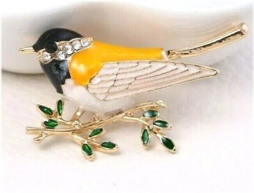 Golden Chickadee Vintage Pin