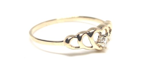 Open Heart Gold Ring with Cubic Zirconia for Children