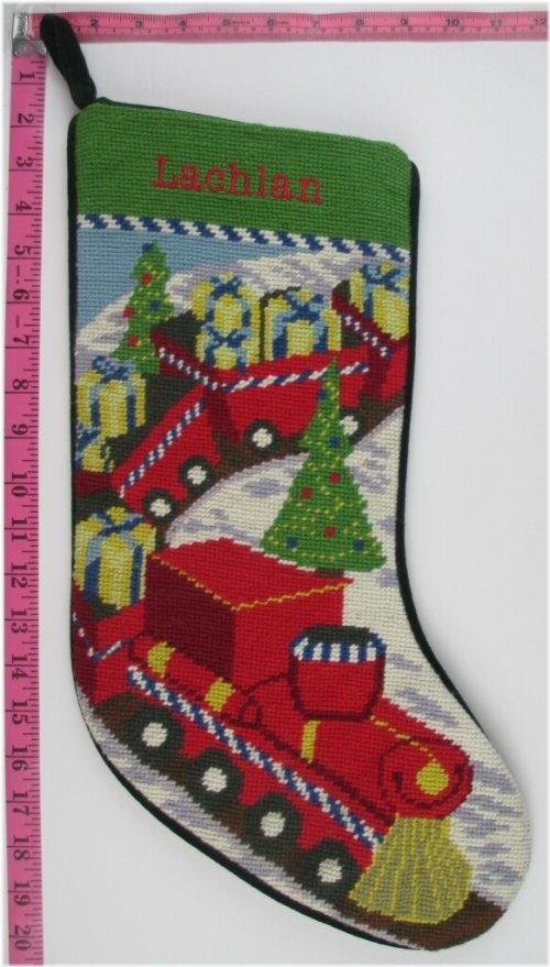 Needlepoint Toy Train Monogrammed Stocking by LANDS END