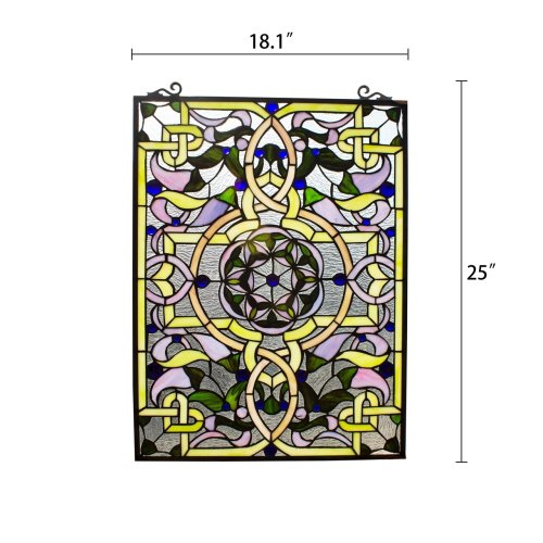Floral Tiffany Style Stained Glass Window Panel