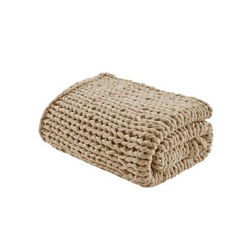 Cozy Knit Tan Throw