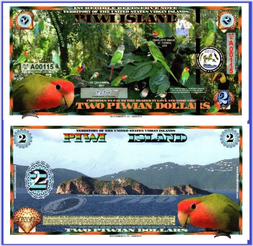 Exotic Bird Paper Currency with Gold Foil Security Strip
