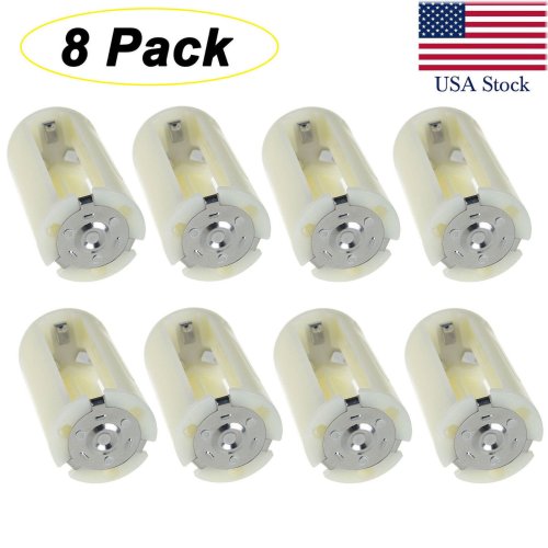 Durable White Battery Adapters for AA to Size D Conversion - Pack of 8