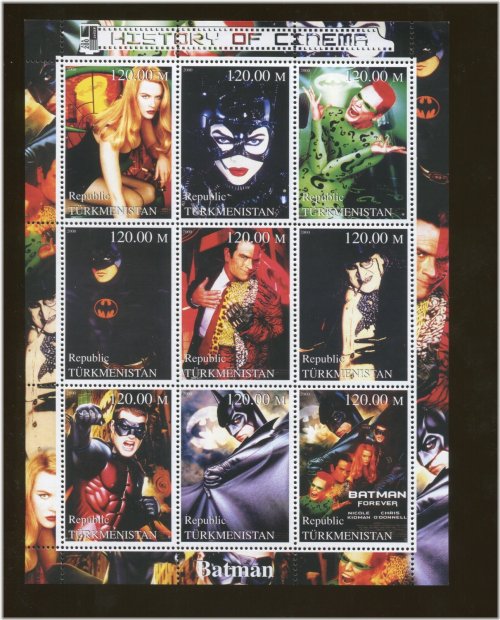 Turkmenistan Batman Forever Cinema Commemorative Souvenir Stamp Sheet Reproduction
