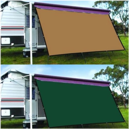 ShadePro RV Awning Cover - 10x16ft Sun and Privacy Protection in Coffee/Dark Green