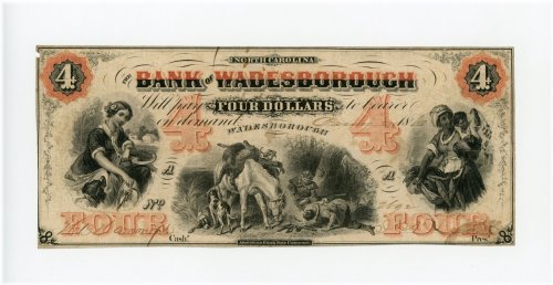 The Bank of Wadesborough 1860 $4 Note from North Carolina