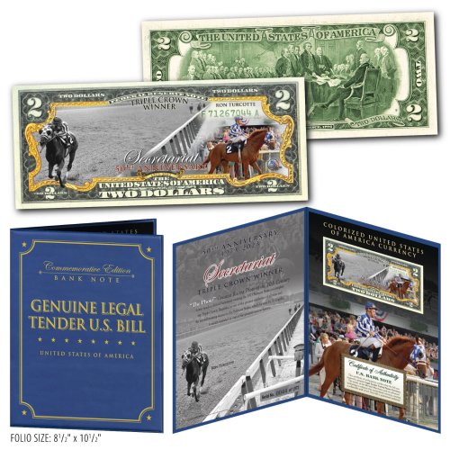 Triple Crown Commemorative $2 U.S. Bill - Secretariat 50th Anniversary Limited Edition 1973