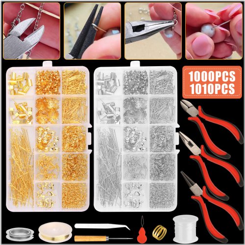 Complete Jewelry Crafting Set with Repair Tools and Supplies