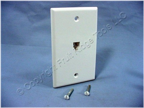 White Flush Mount Telephone Jack (6P6C) by Leviton