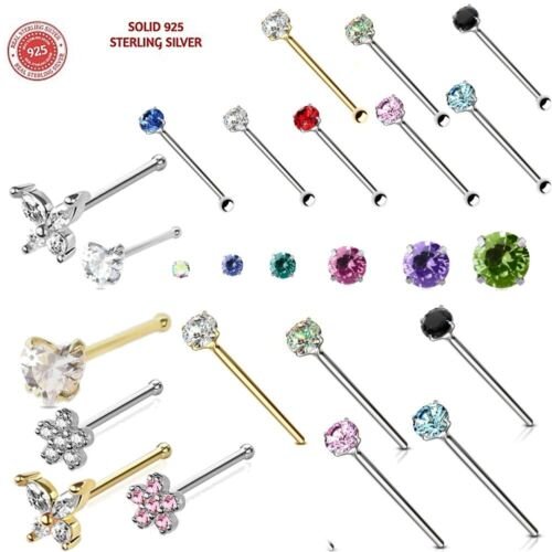 Sparkling Silver Nose Stud with CZ Accent