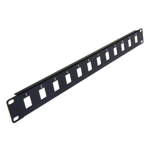 RackMount Keystone Patch Panel - 12-Port Blank Plate for Cat5e/Cat6 RJ45 Connections