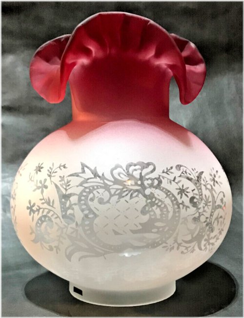 Cranberry Filigree Glass Lamp Shade