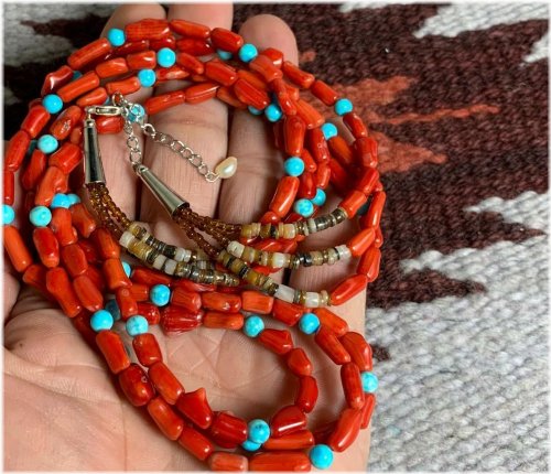 Coral and Turquoise Nugget Necklace