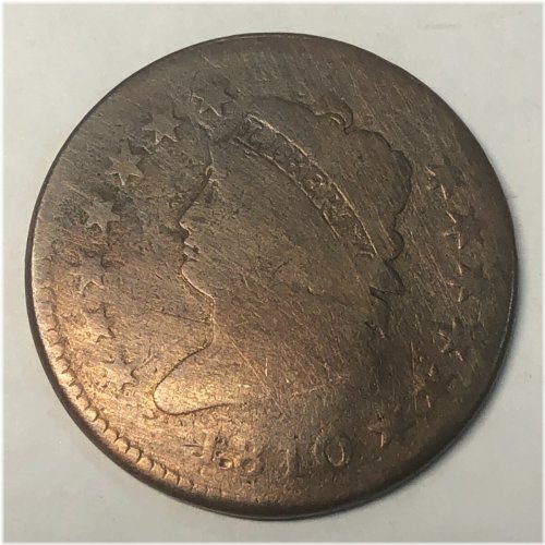 Harshly Cleaned 1810 Classic Head Large Cent in AG-G Condition