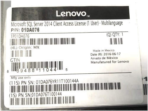 Lenovo SQL Server 2014 Multilingual 01DA076