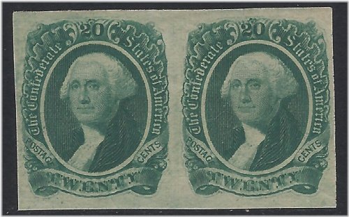 Civil War Era Stamp Pair - Mint Condition with Owner's Mark - XF
