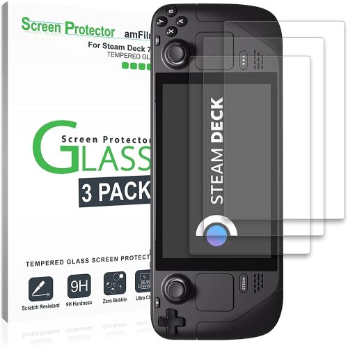 Steam Deck Tempered Glass Screen Protectors by amFilm (3-Pack)