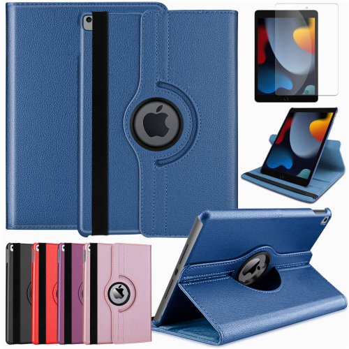 360 Leather Rotating Case and Screen Protector for iPad 10.2" Generations