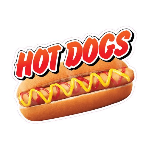 Red Hot Dog Decals for Restaurant and Food Concession Signage