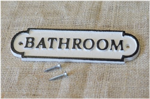 Vintage Cast Iron Bathroom Sign