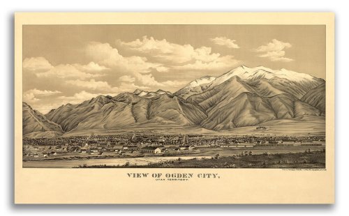 Ogden Utah Panoramic Map - 1889 Vintage Print