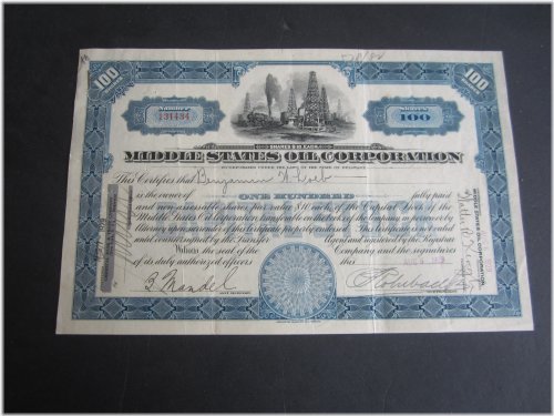 Middle States Oil Corporation Vintage Stock Certificate