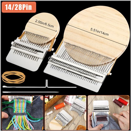 Wooden Disc Darning Loom with 14/28 Hooks for Speedweave Type Weaving in the US