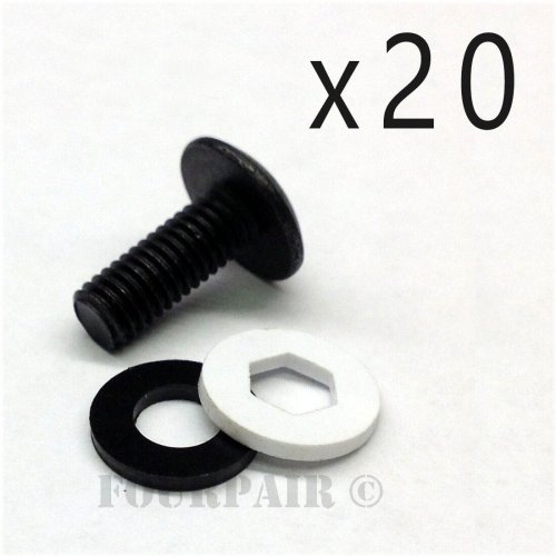 Black Mounting Screws with Washers - 20 Pack for Audio Racks