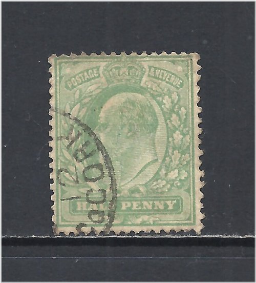King Edward VII Half Penny Yellow Green Stamp