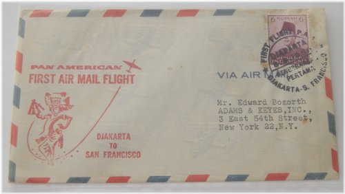First Flight Airmail from Jakarta to San Francisco, June 5, 1959