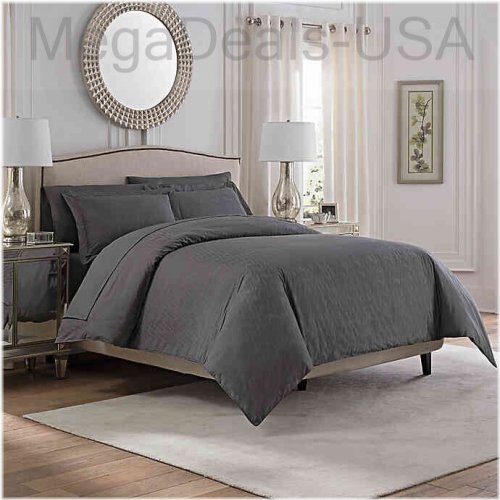 Charcoal Jacquard Full / Queen Duvet Cover - Valeron VA