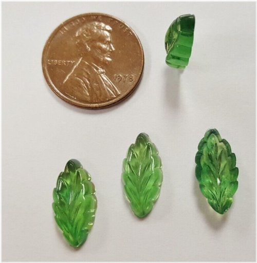 Emerald Green Leaf Cabochons