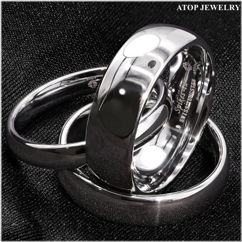 Dome Silver Tungsten Carbide Band