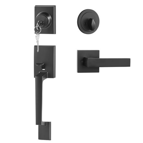 Matte Black Square Lever Set