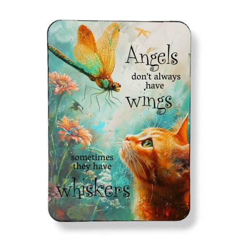 Whimsical Winged Feline Magnet
