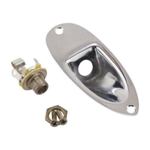 Road Worn Chrome Input Jack Plate for Stratocaster and Bass Guitars