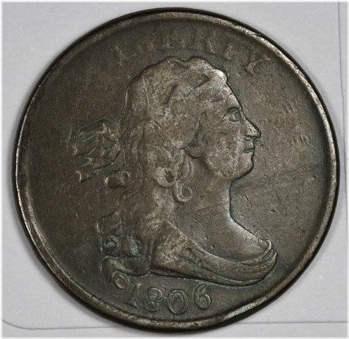 Rotated Dies 1806 Small '6' Half Cent in Fine Condition