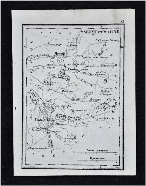1833 Perrot Map - Seine et Marne - Meaux Melun Fontainebleau Provins - France