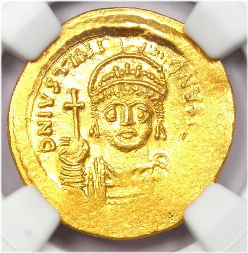 Justinian I Gold Solidus 527-565 AD - NGC MS (UNC)