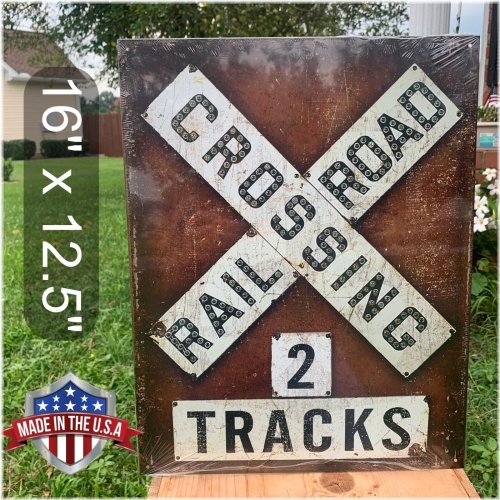 Double-Track Warning Sign - Vintage Tin Decoration for Garage or Bar